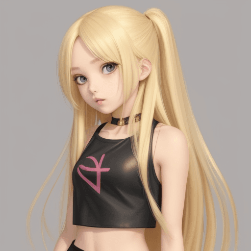 AI generated:  hot long blonde hair girl hot crop top loli