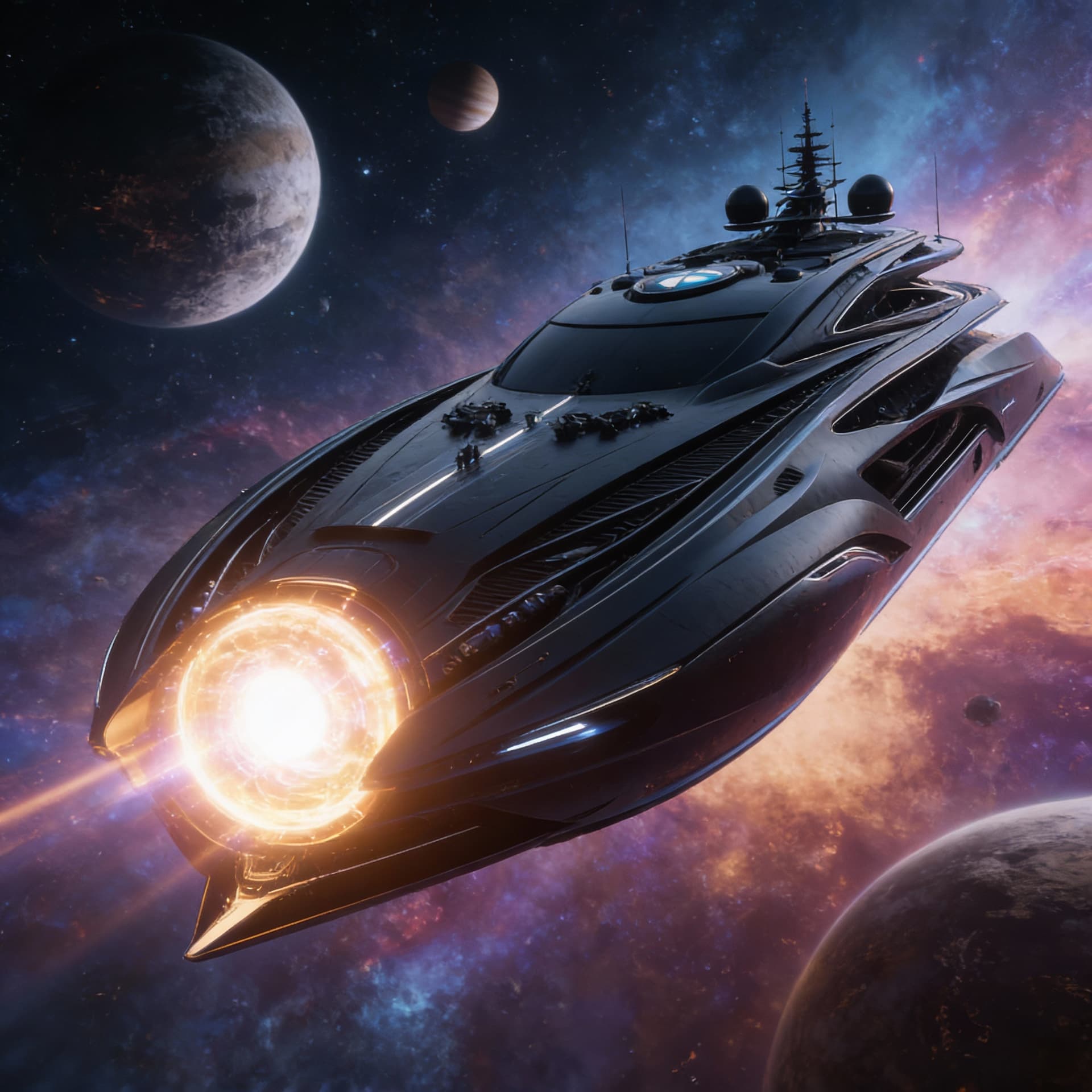 AI generated: Use Reference Images to imagine, in detail, an alien spaceship. Cambind and alter specs to create a ...