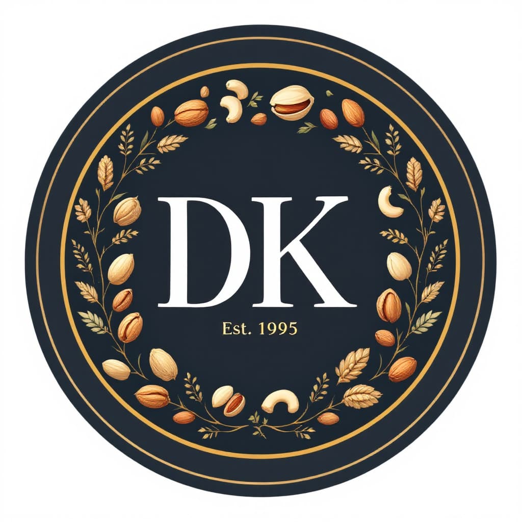 AI generated: Design a professional logo for DK Exports, a global import-export brand specializing in nuts, seeds,...