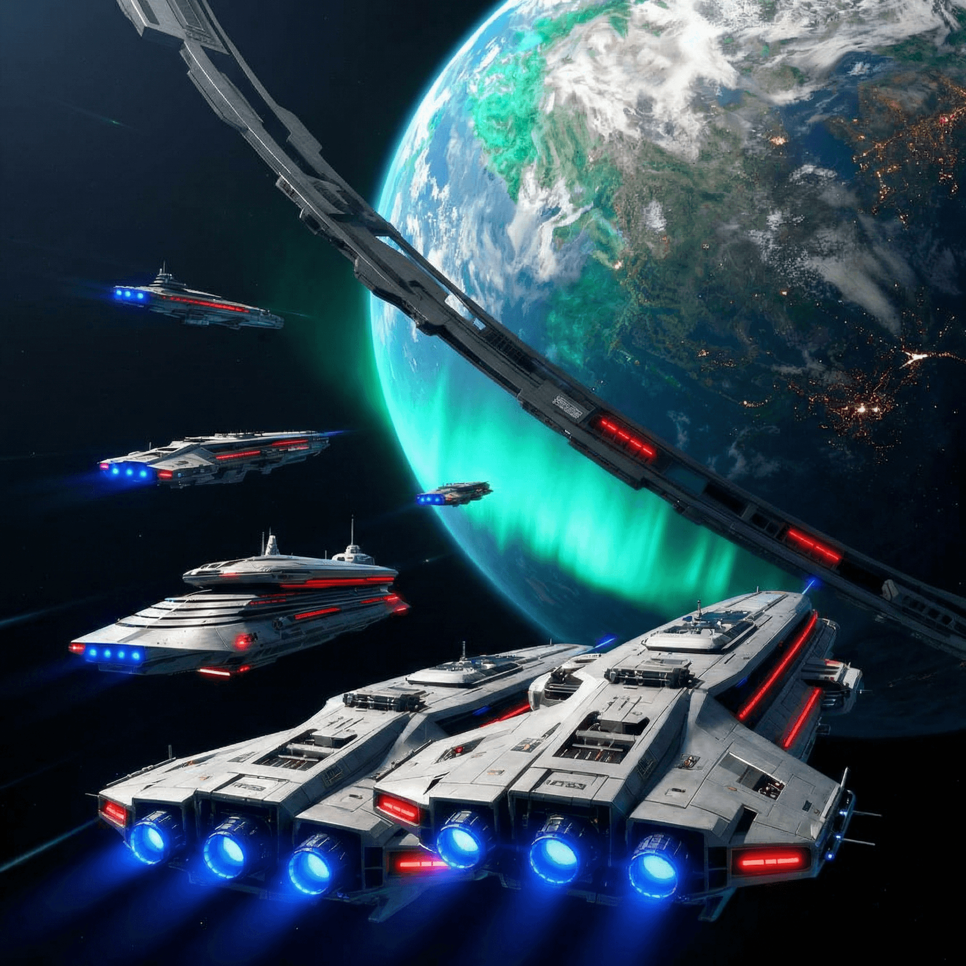 AI generated: Copy the reference images and create other angles of view of Planet Auroraxis 


 Real-time renderin...