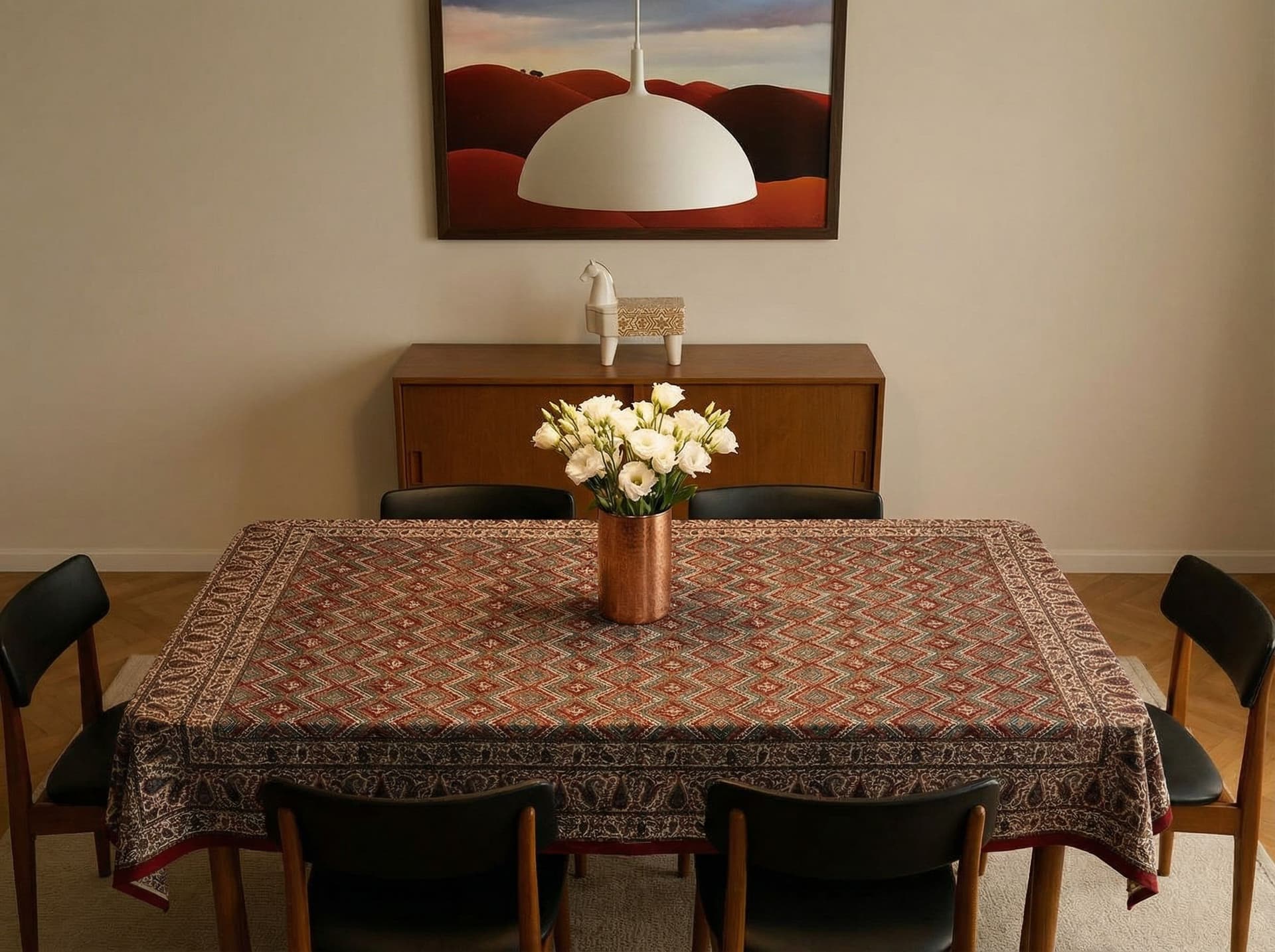 AI generated: Use the uploaded dining room image as the fixed base scene.
Do not rotate, flip, or change the orien...