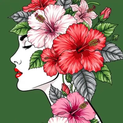 AI generated video: A stylized fashion illustration, not photorealistic, depicting a figure with their body and head ado...