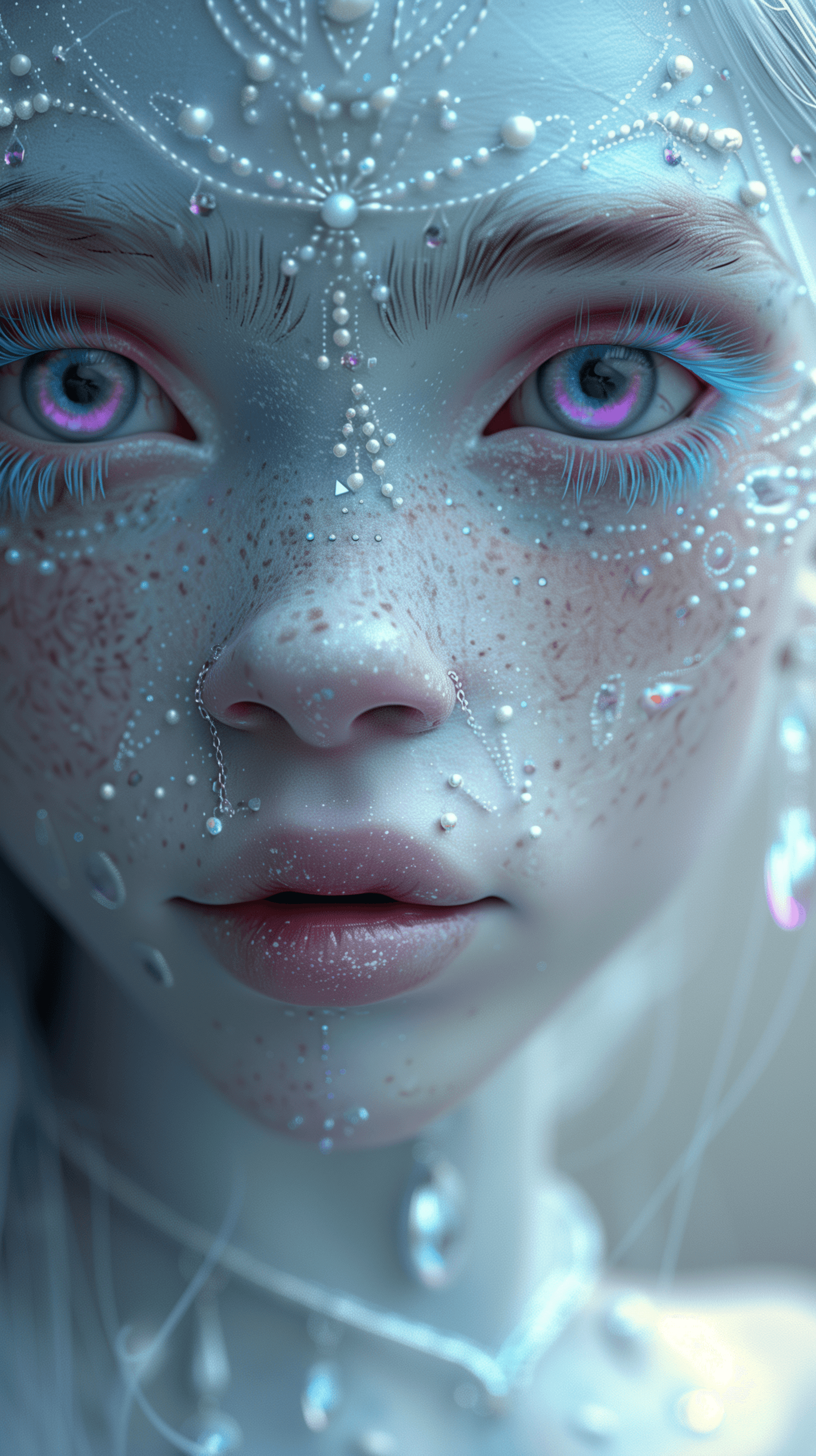 AI generated: /imagine prompt:A close up of an alien woman with pink eyes and blue skin, in the fantasy art style,...