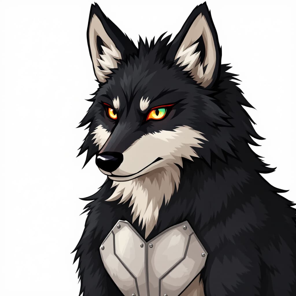 AI generated: Black Wolf fursona with dark gray, close to black, highlights. It has extra wolf ears. It also has a...