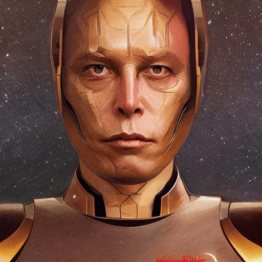 AI generated: Elon Musk Star Wars movie character, highly detailed, digital fantasy character, painted portrait, a...