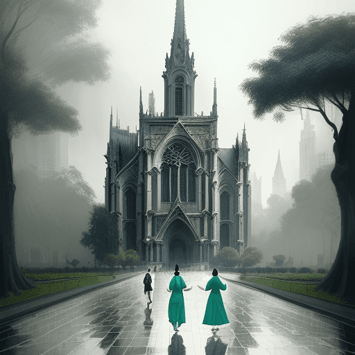 AI generated: Draw an impressive style picture of Ho Chi Minh City, Notre Dame Cathedral, in the morning space, gr...
