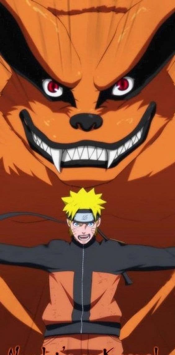 AI generated: low angle view photographic shot kurama naruto, the red nine tailed demon fox, ultrarealistic, 8k --...