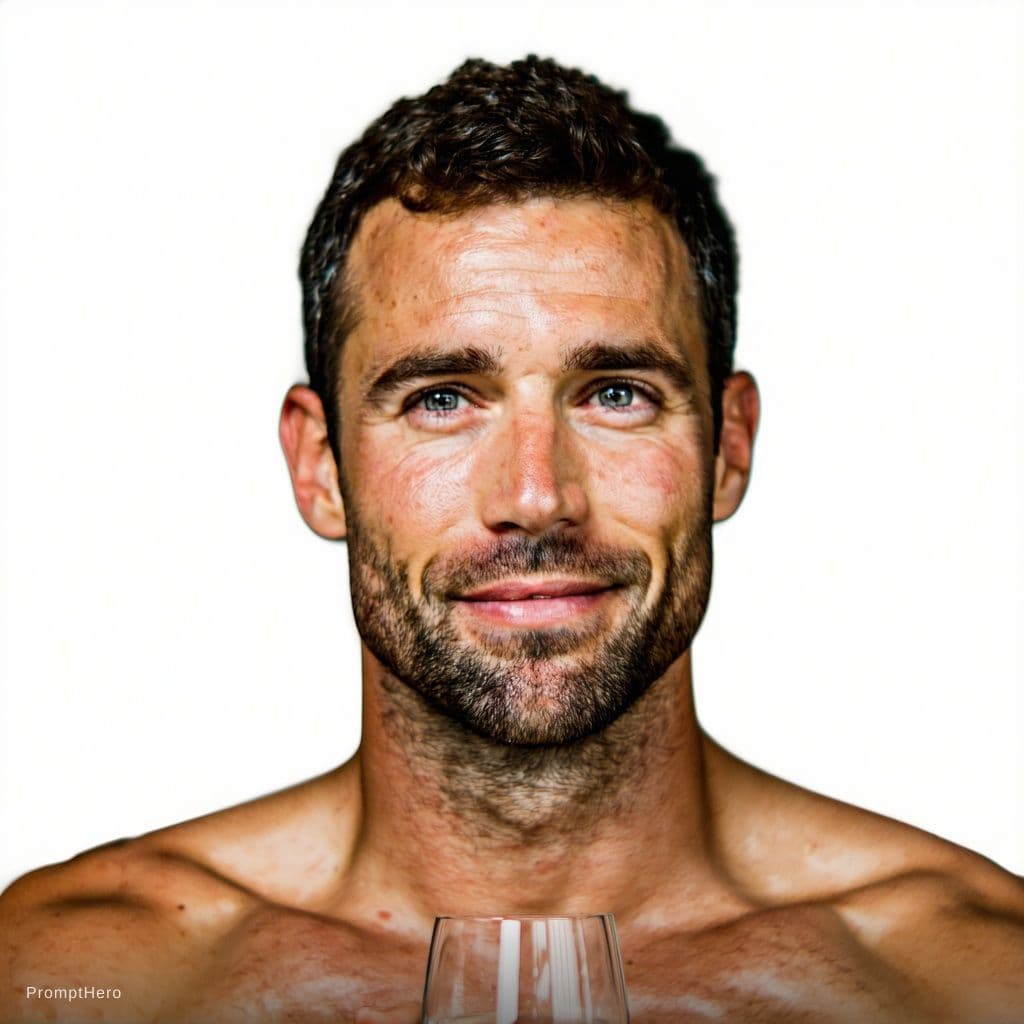 AI generated: A portrait size highly detailed, photorealistic image of a handsome man (uploaded photo) has athleti...