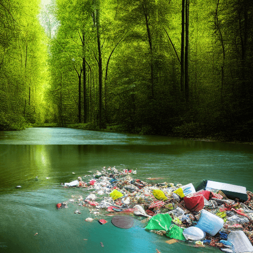 AI generated: in the river surrounded by forest there are garbage cans and informative signs.

Studio ghilbi, past...