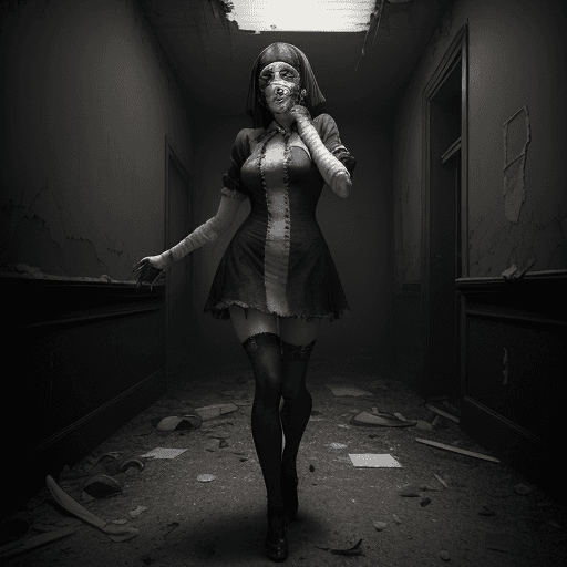 AI generated: 64k photorealistic wide angle dramatic masterpiece of a gorgeous gothic woman dressed in a old tatte...
