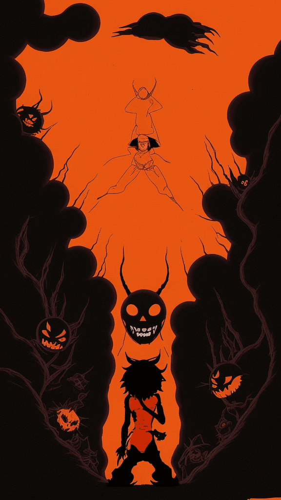 AI generated: evil Studio Ghibli 16k4d rfktrstyle"orange In a killer pose in a sadistic world" --chaos 45<lora:Vut...