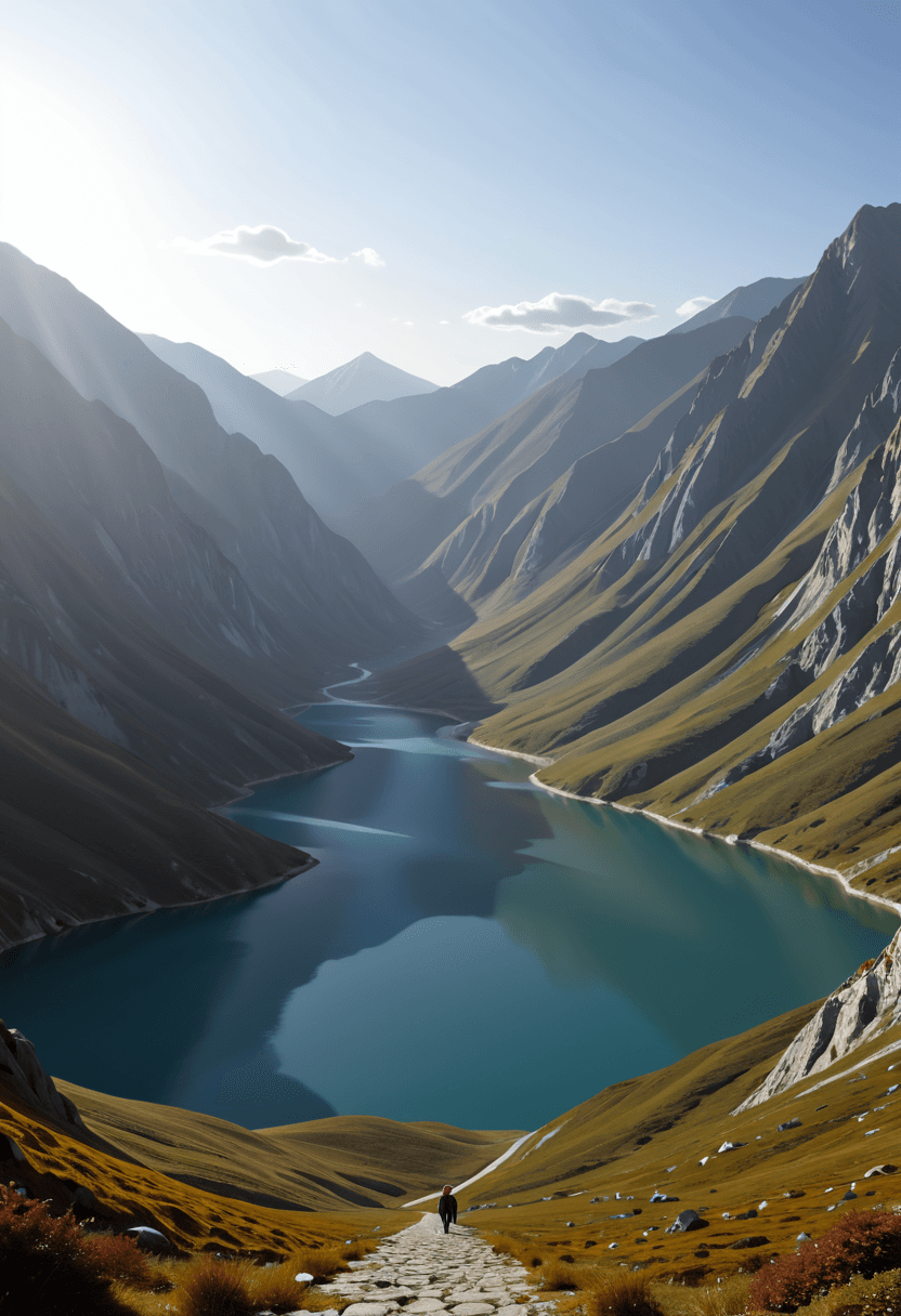 AI generated: analog film photo A hidden lake on an uncharted world,its surface reflecting a sky full of otherworl...