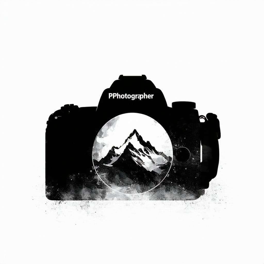 AI generated: A sleek, minimalist logo designed for a professional photographer, elegantly encapsulating the essen...