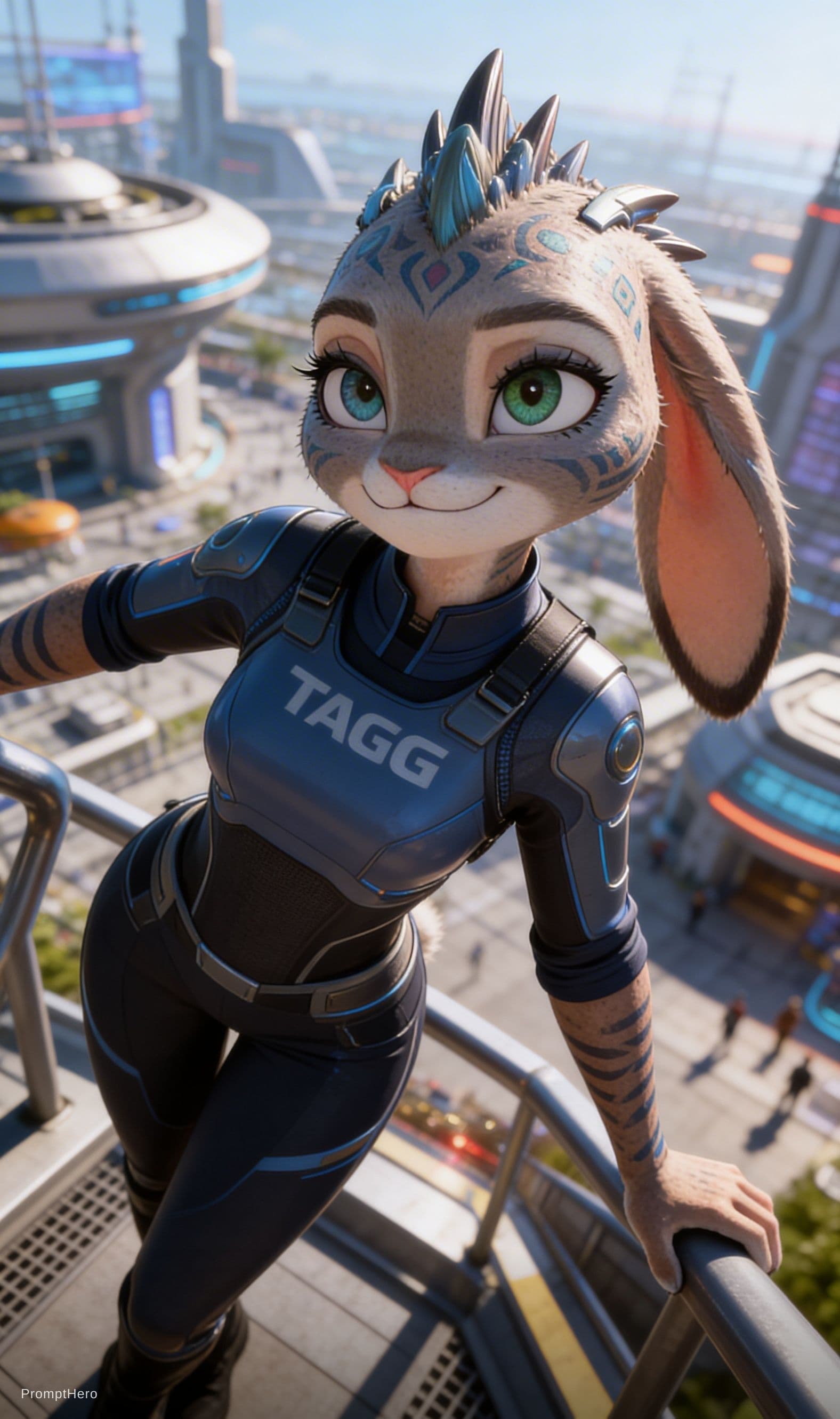 AI generated: Be inspired and create from reference. Officer Judy Hopps is a TAGG, powerful, loving. From animal t...