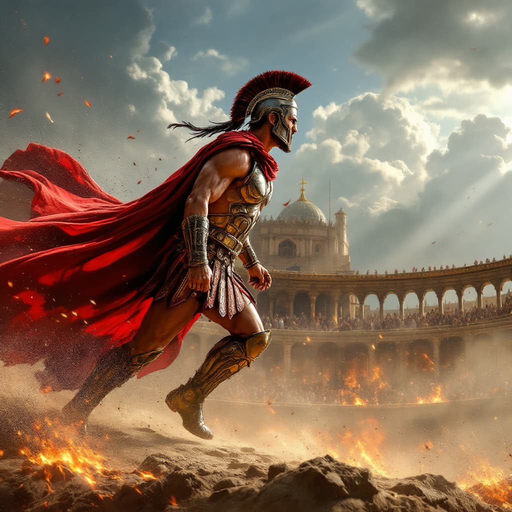 AI generated: Produce an great image of the film gladiator that stands out and is free of copyright infringement 