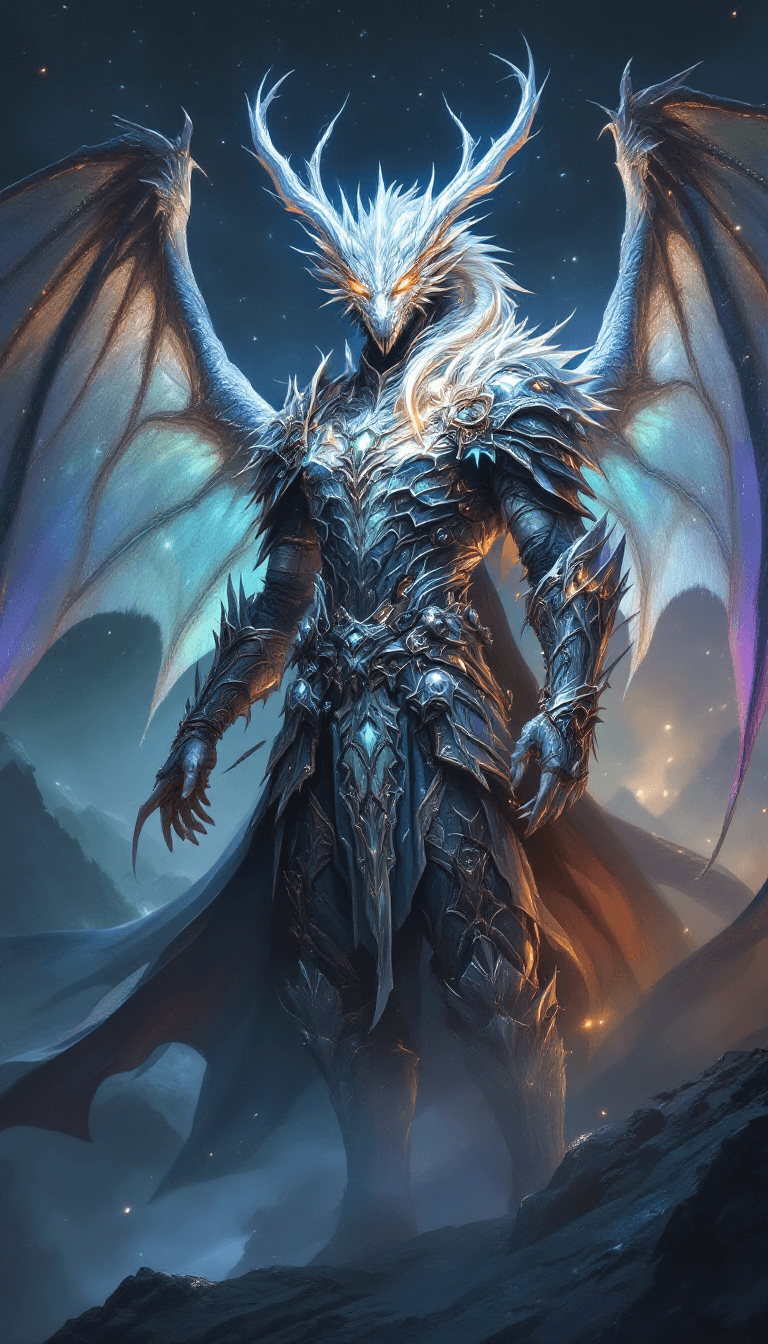 AI generated: final fantasy, male, fantasy big beautifull dragon wings armor with extrem many dettails and accesor...