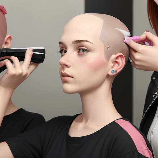 AI generated: girls shaving their head