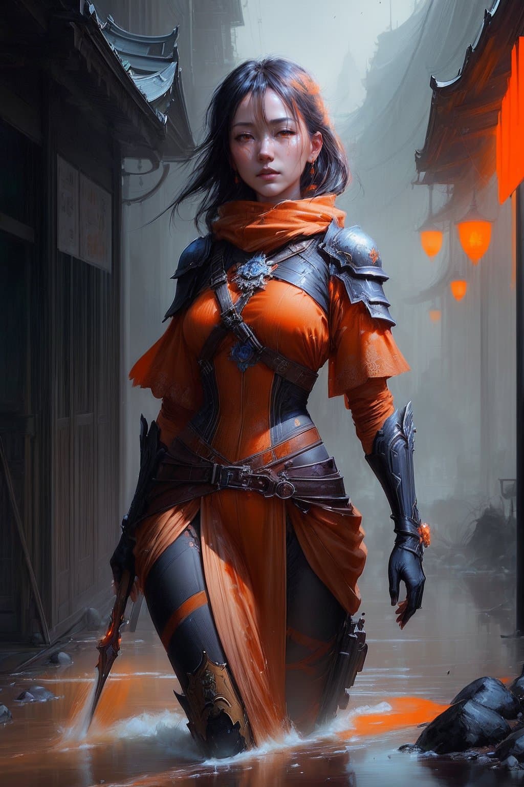 AI generated: (the world is orange:1.3), extremely detailed digital painting, in the style of Fenghua Zhong and Ru...
