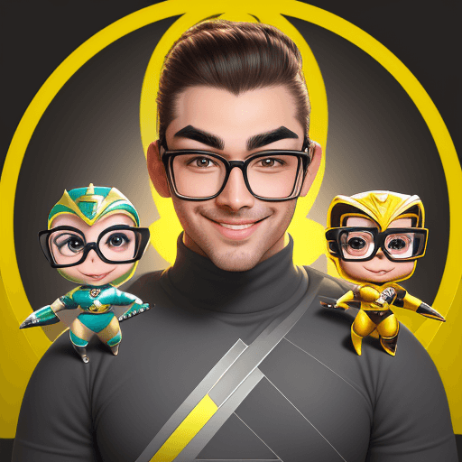 AI generated: 
logo of person wearing glasses with little beard, full lips, thick eyebrows, goofy eyes, thick buil...