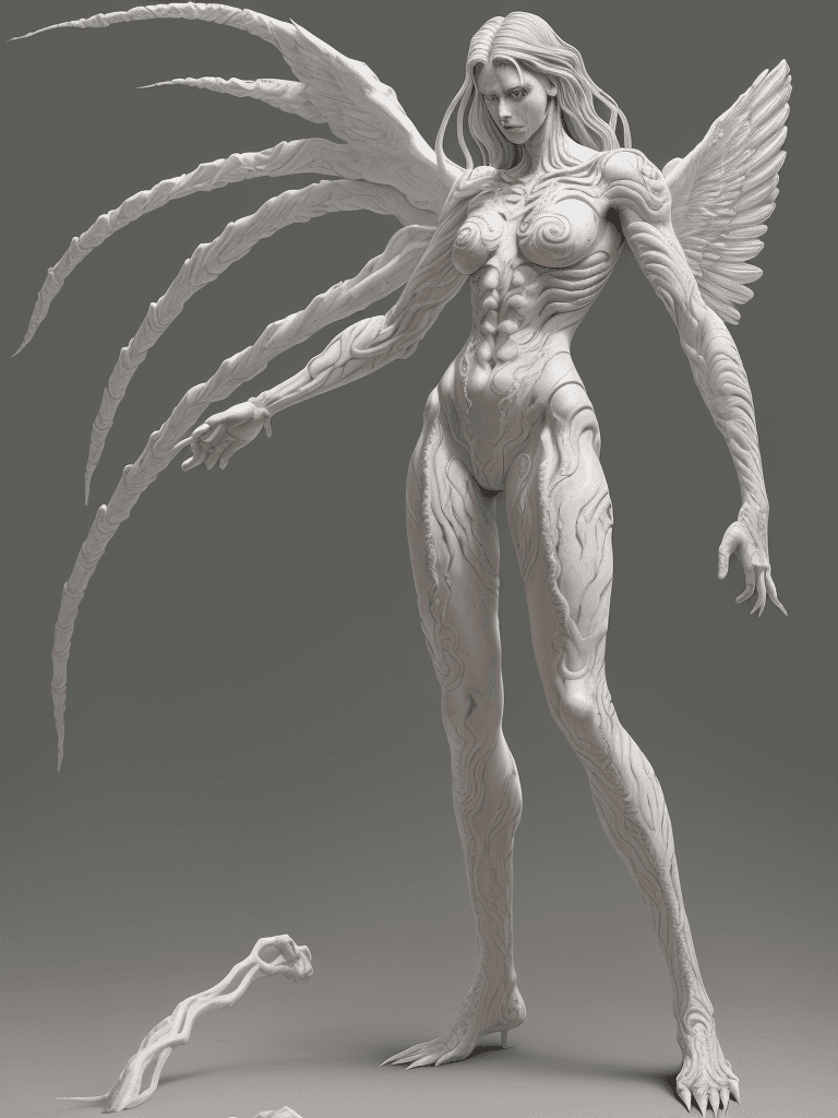 AI generated: drawing pictures///Long shot full body medusa, The skin was stretched all over the body. It had chic...