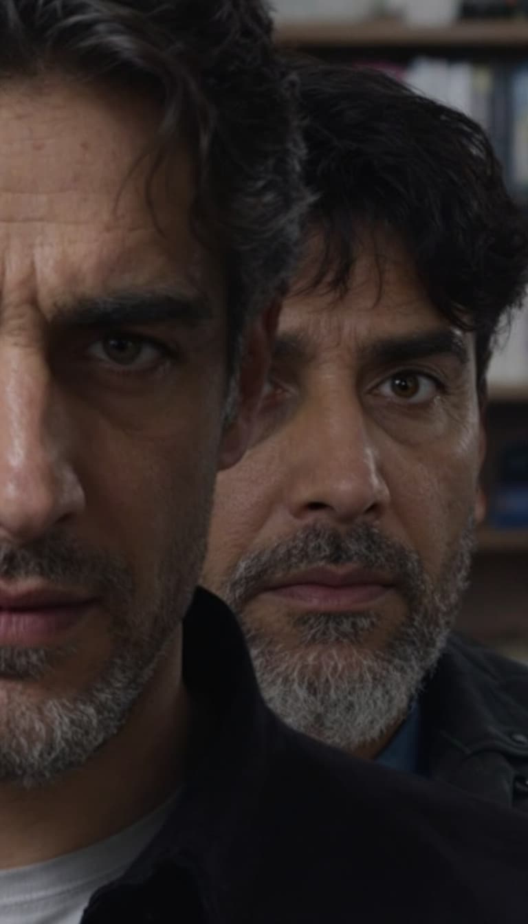 AI generated: We see Arman’s face clearly, his eyes filled with silent emotion.
Lila, back turned to camera, stand...