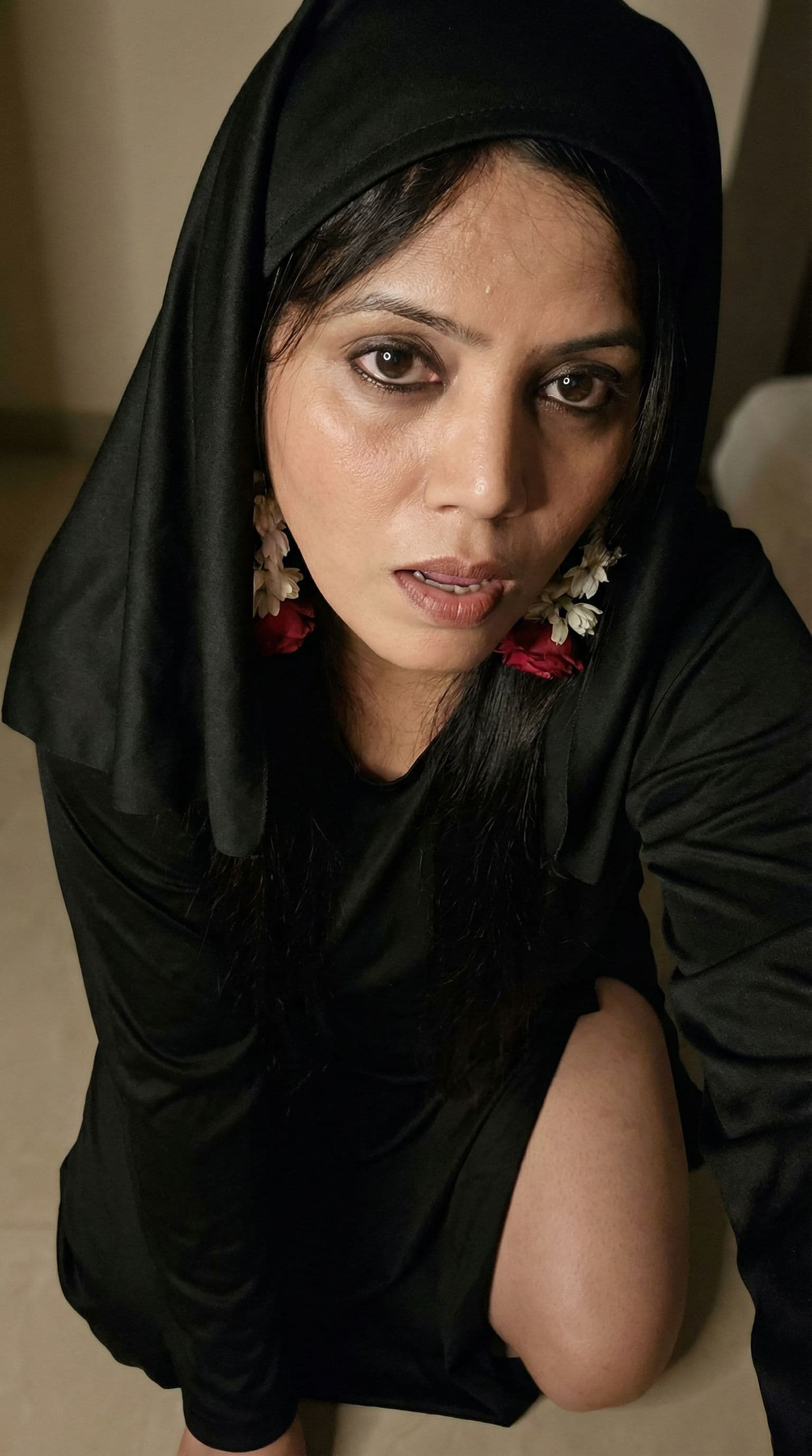 AI generated: pov a nun on her knees ready to suck your hard cock, their is lust in her eyes as her mouth is open ...