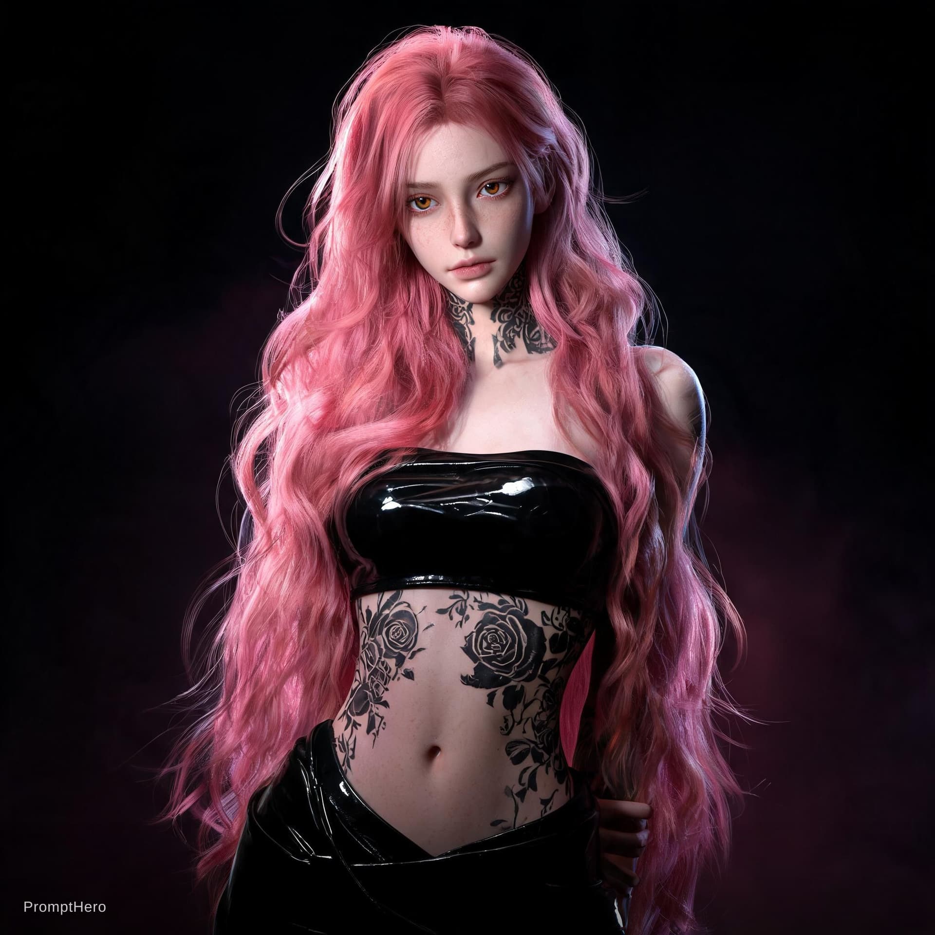 AI generated: 8k ultra-photorealistic full-body portrait. Cinematic "Cyber-Vinyl" high-fashion editorial.

Setting...