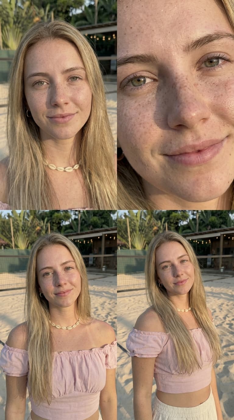 AI generated: Create ONE single image containing four vertical panels, each in 9:16 portrait format, combined into...