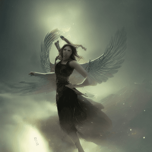AI generated: A stunning portrait of a female valkyrie descending, aurora borealis in the background, centered| in...