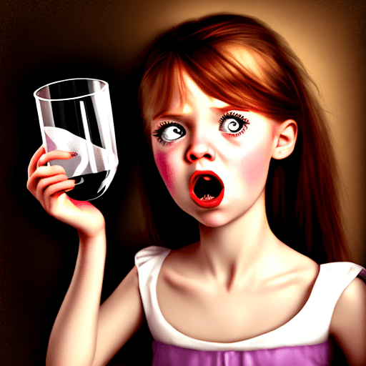 AI generated: surprised girl - empty glass.
style: romantic