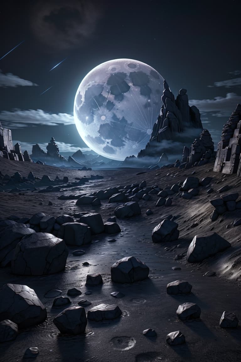 AI generated: A dark moon theme night view, RTX-ti technology
