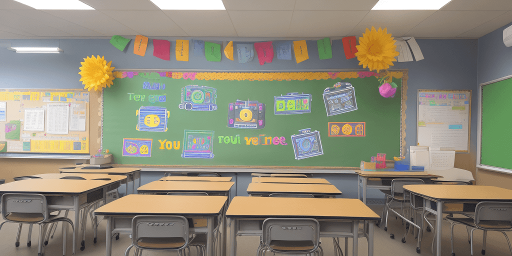 AI generated: Create a banner , should have a STEM, AI, Robot, and smart classroom theme. 