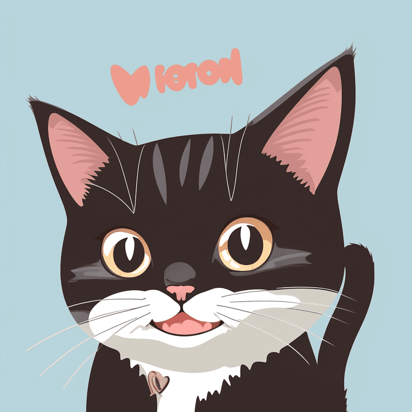 AI generated: vector illustration, cute cat smiling at camera, cartoon