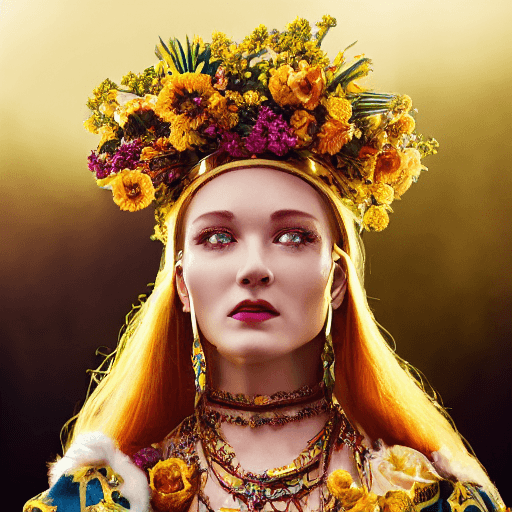AI generated: a goddess in Ukrainian national dress, with magical, octane render, 8k, hyper-detailed, full scale, ...
