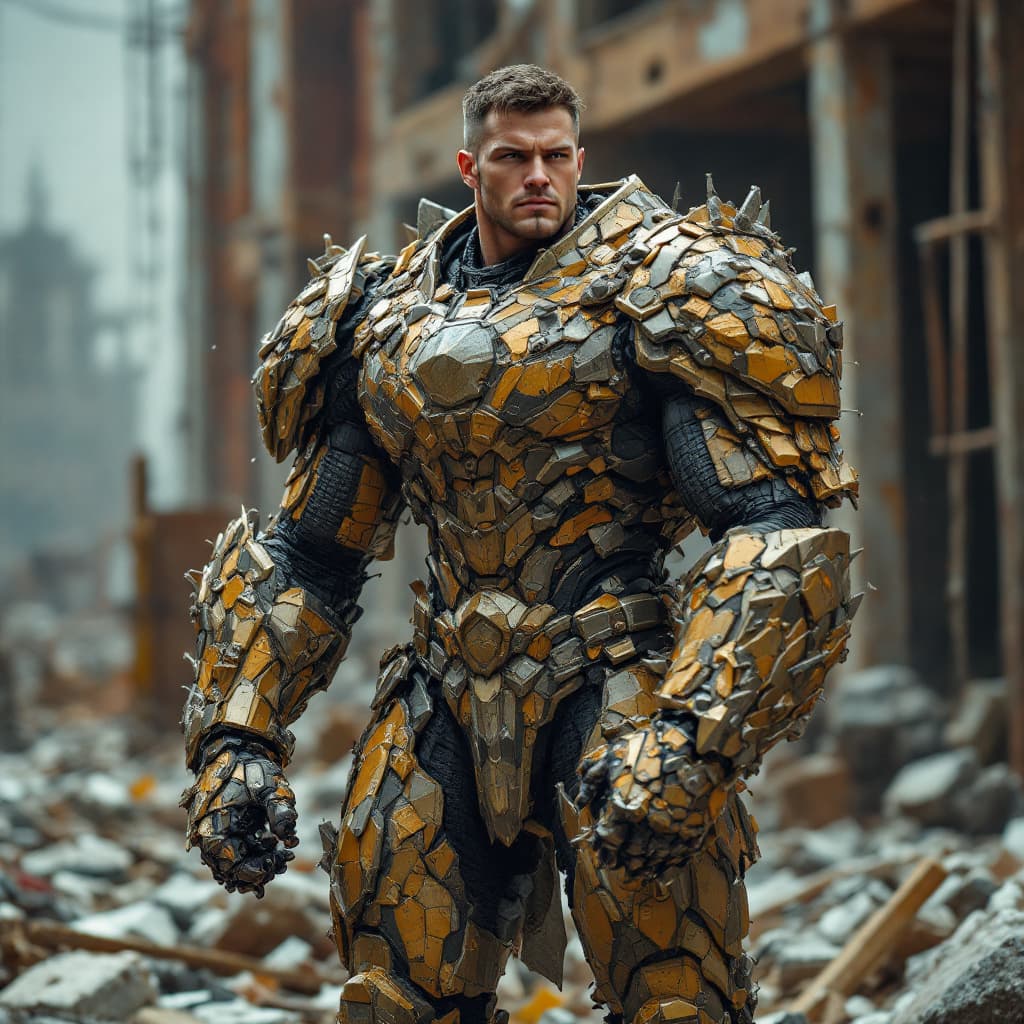 AI generated: a male superhuman, at a construction site, using telekinesis to breakdown surrounding objects and en...