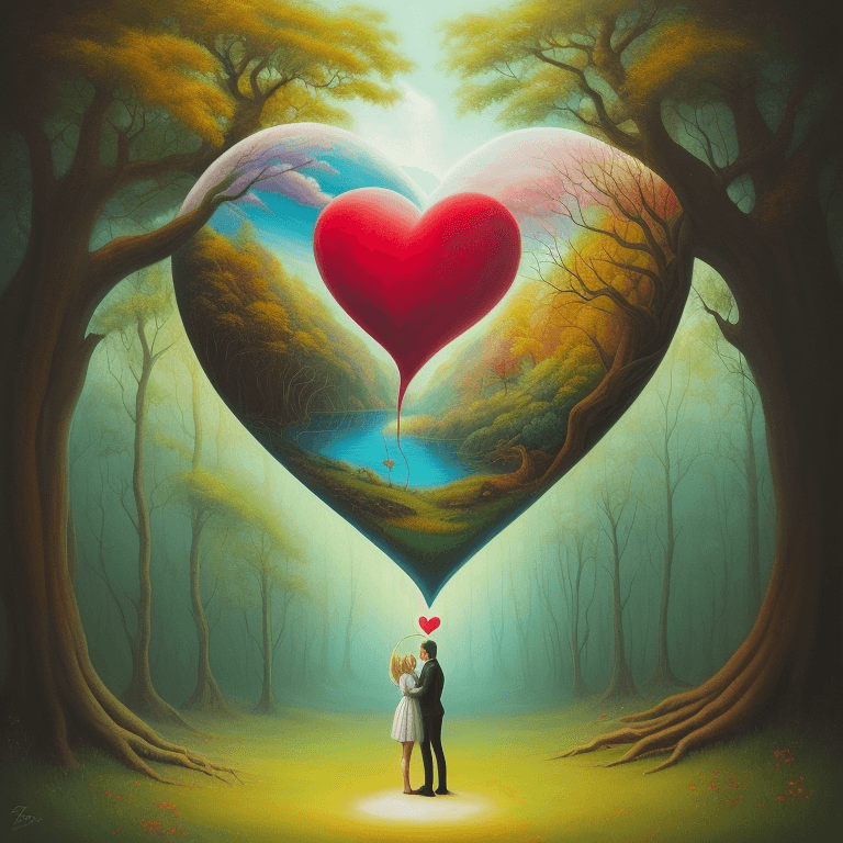 AI generated: Painting, Surreal art, heart, love and nature
