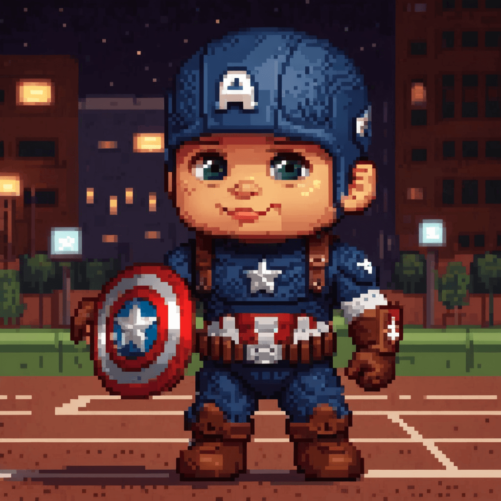 AI generated: Baby boy captain america, marvel movies, marvel comics, marvel universe, smile, happy, stadium  at n...