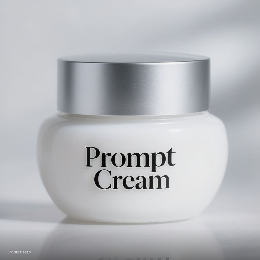 AI generated: A sleek and modern hand cream jar with a minimalist design. The container is white with a smooth, ma...