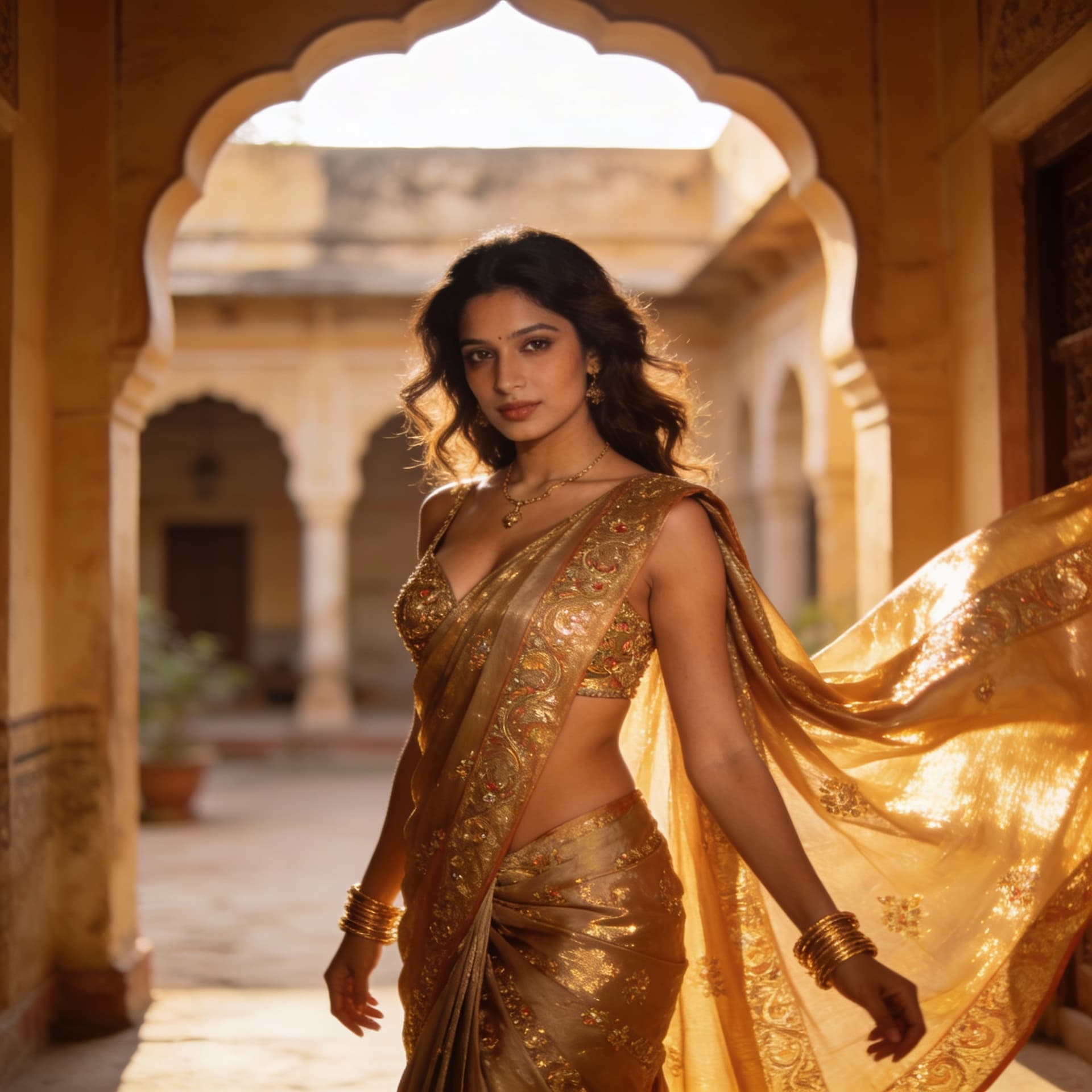 AI generated: A adult Indian girl have a sexy sari