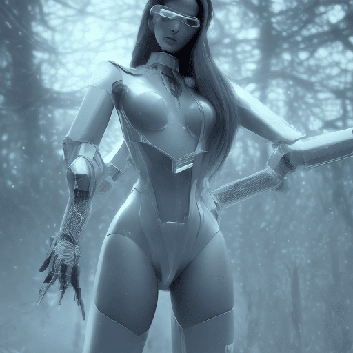 AI generated: a cyber-girl, very beautiful with long hairs, elegant pose, no background, white bg, highly detailed...