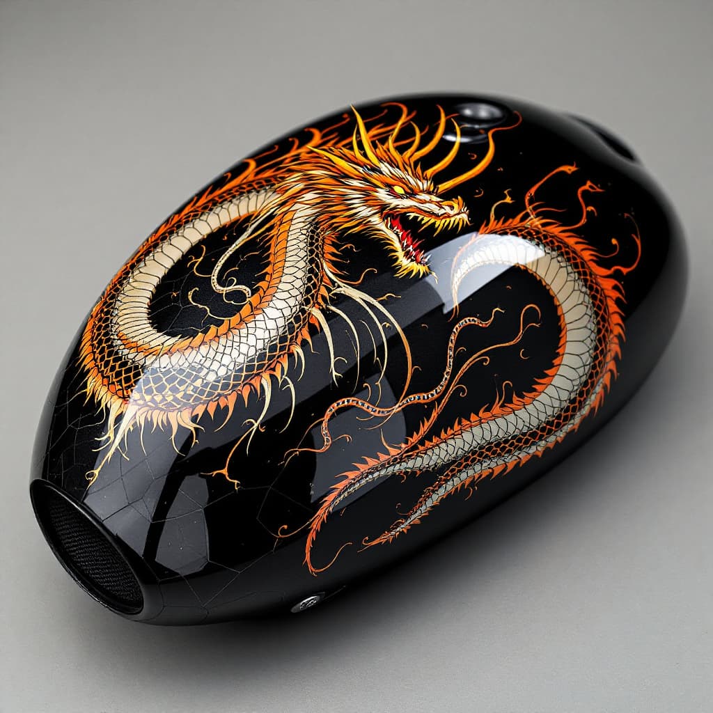 AI generated: Japanese dragón design for motorcycle tank


