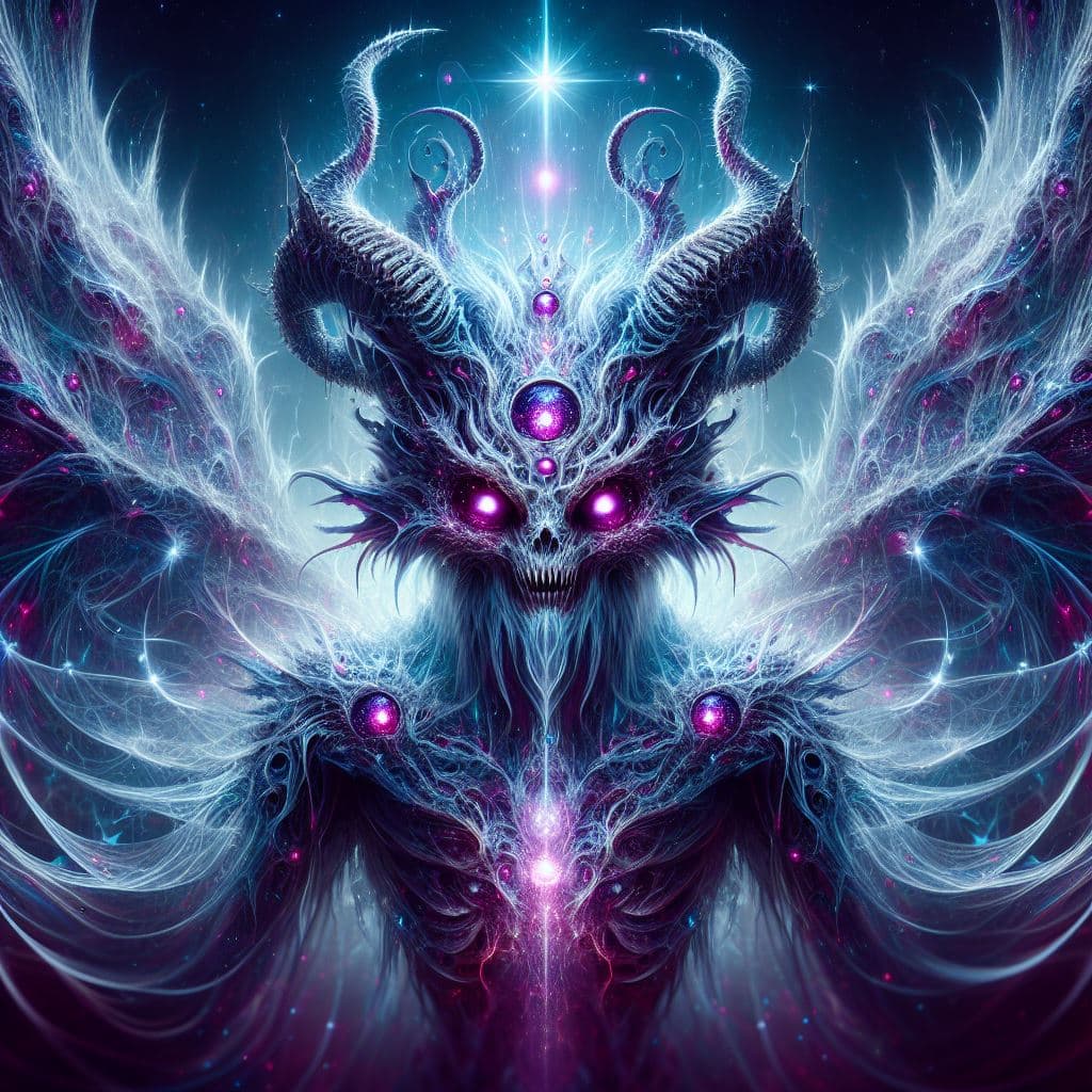AI generated: An amazing creature, incredibly cute appearance with a hellishly evil soul, in the style of good and...