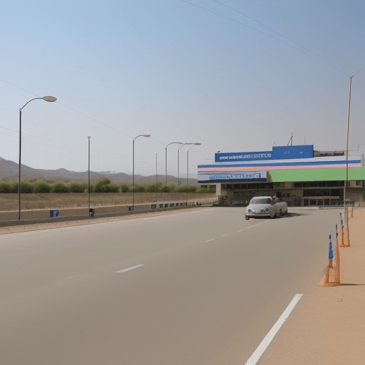 AI generated: Road police station with Qazvin highway police sign