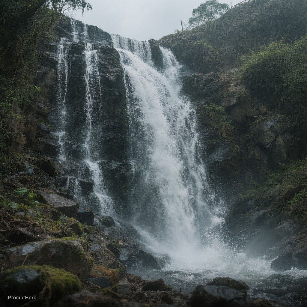 AI generated: A water fall with my name DC LIMITLESS Media