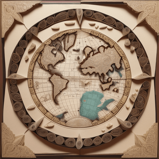 AI generated: ancient map, Paper quilling, paper cut art, paper illustration::5 very detailed, 8k::2