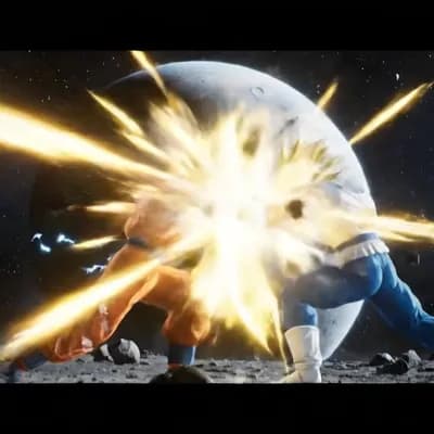 AI generated video: A hand to hand live action Dragon Ball Z Style fight that's so intense(showing the ki energy pulsing...