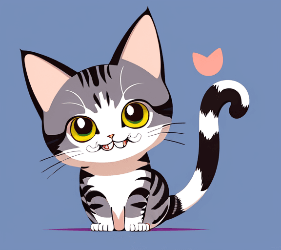 AI generated: vector illustration, cute cat smiling at camera, cartoon