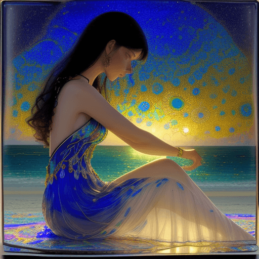 AI generated: A beautiful stunning woman silhouette Portrait, Glass art,Venetian (Murano glass), millefiori glass ...