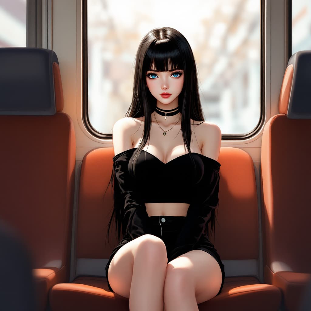 AI generated: anime ,full body portrait woman a powerful and dignified portrait , A portrait of a young woman seat...