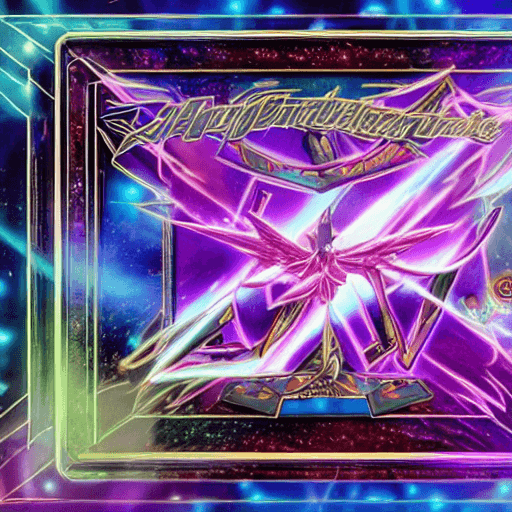 AI generated: An extremely shiny holographic prismatic Yugioh Trading Card with elegant Japanese features, extreme...